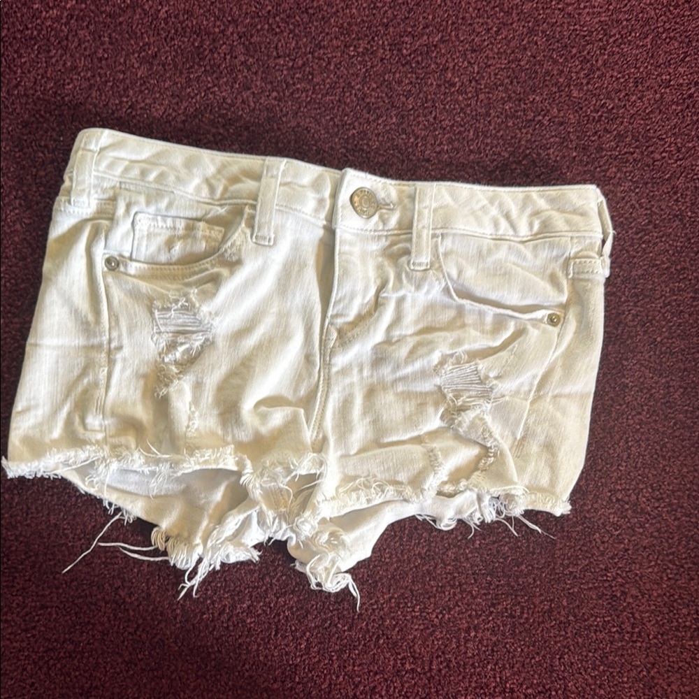Express White Distressed Jean Shorts